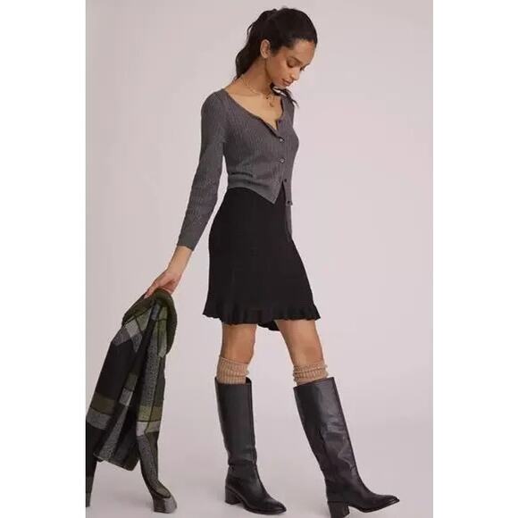 Anthropologie Black Ruffled Skirt - Picture 2 of 9